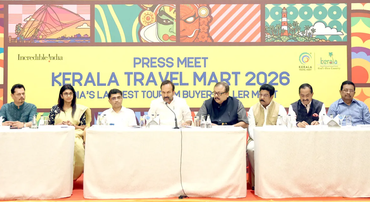 KTM 2026 inauguration announcement featuring Chief Minister V.D. Satheesan and tourism officials at a press conference.